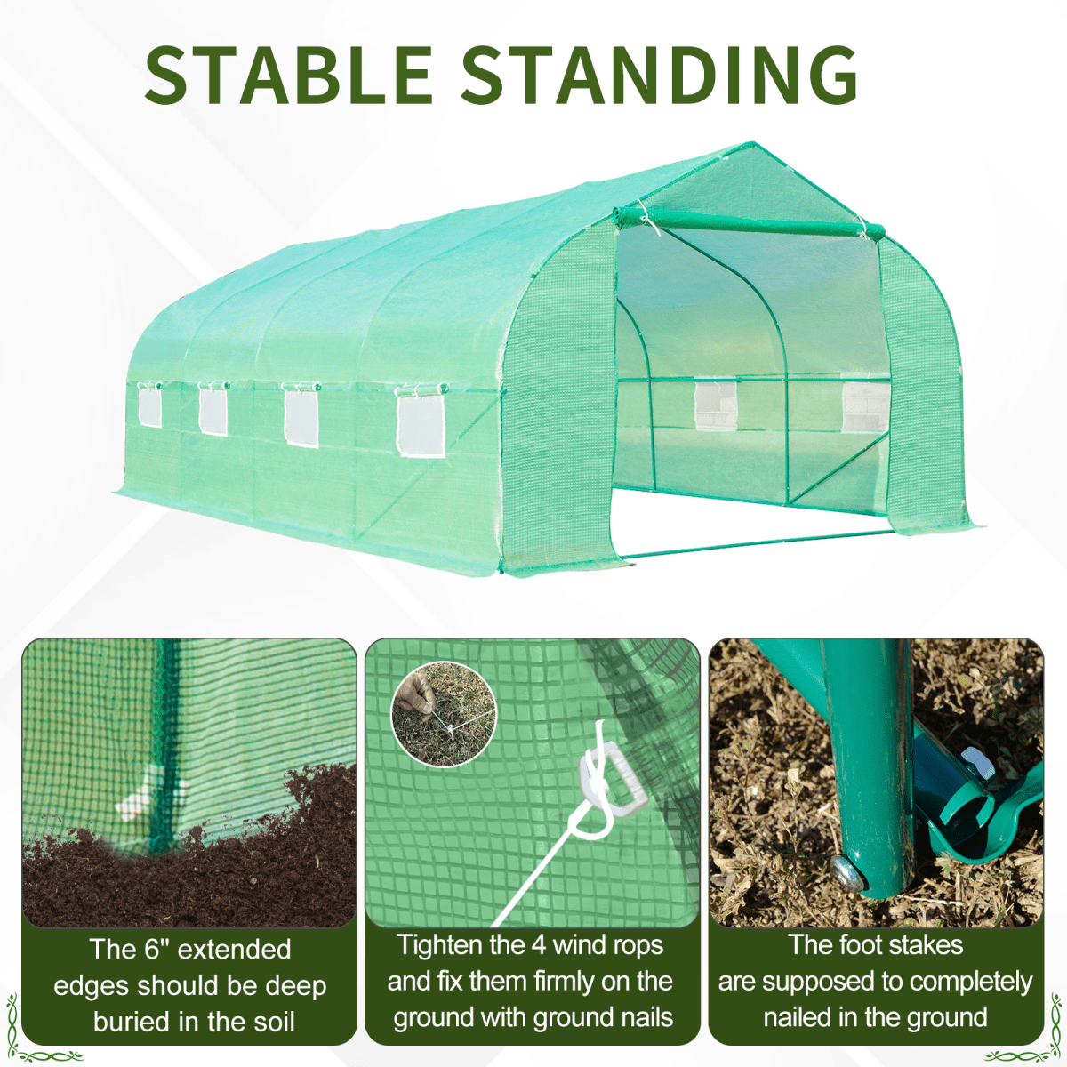 Walk - In Garden Polytunnel Greenhouse with Round Gable - Top Window - plants - express.com