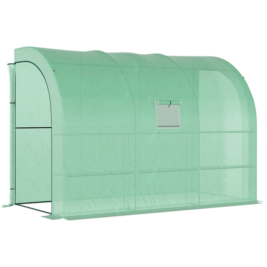 Walk - In Greenhouse PE Cover and 3 - Tier Shelves, Green, 300x150x213 cm - plants - express.com