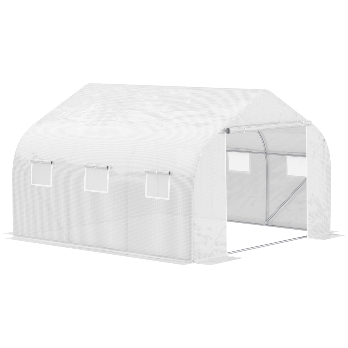 Walk - In Greenhouse with White PE Mesh Cover & Galvanized Frame - plants - express.com