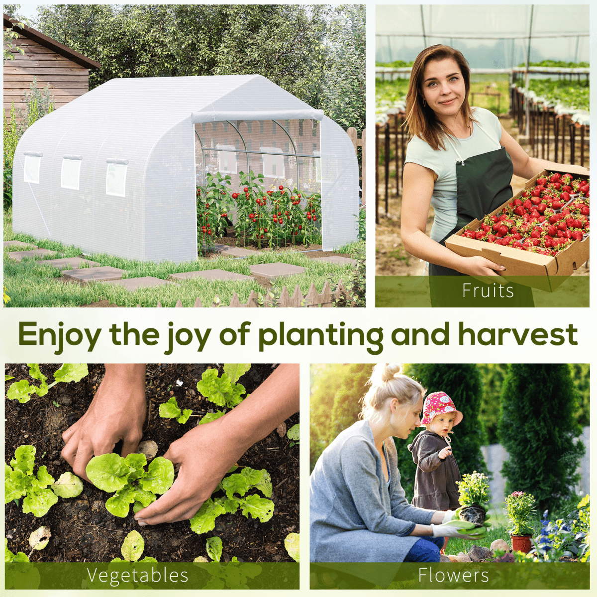 Walk - In Greenhouse with White PE Mesh Cover & Galvanized Frame - plants - express.com