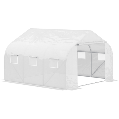 Walk - In Greenhouse with White PE Mesh Cover & Galvanized Frame - plants - express.com