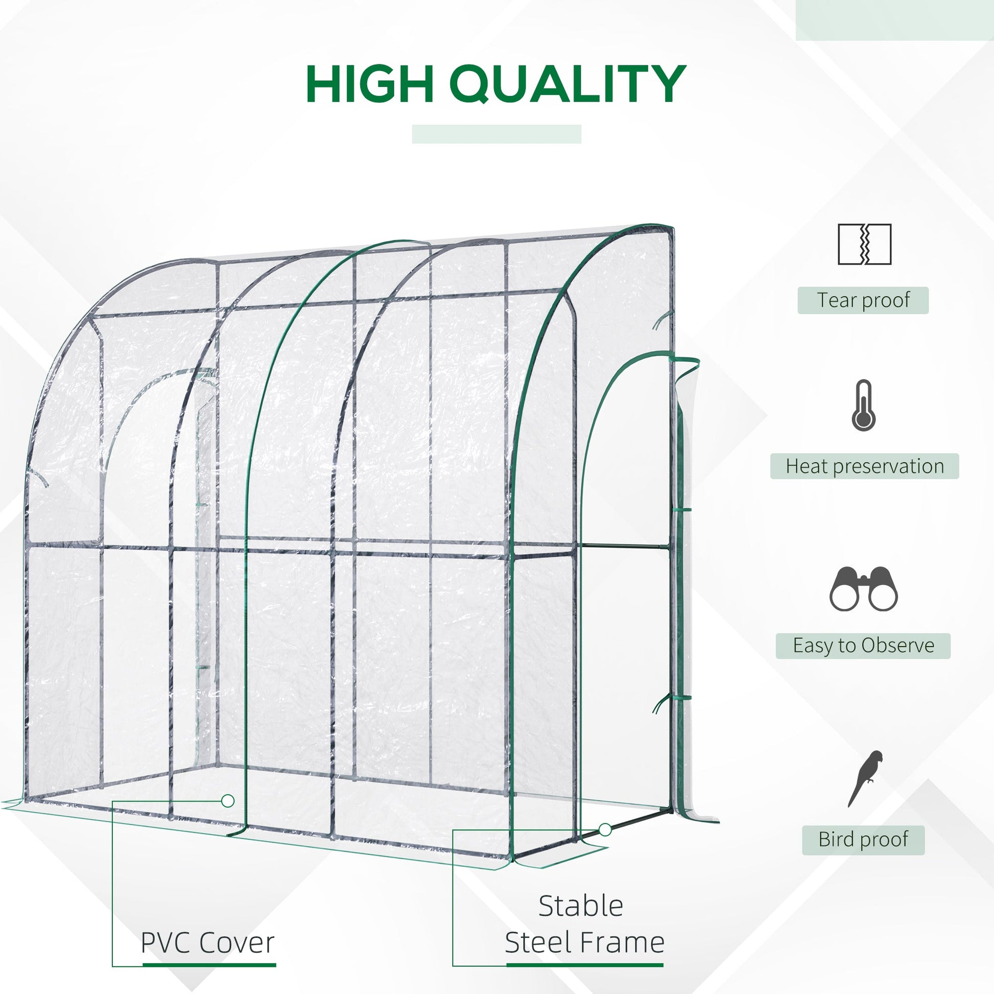 Walk - In Lean - To Tunnel Greenhouse – Wall - Mounted with PVC Cover & Roll - Up Door - plants - express.com