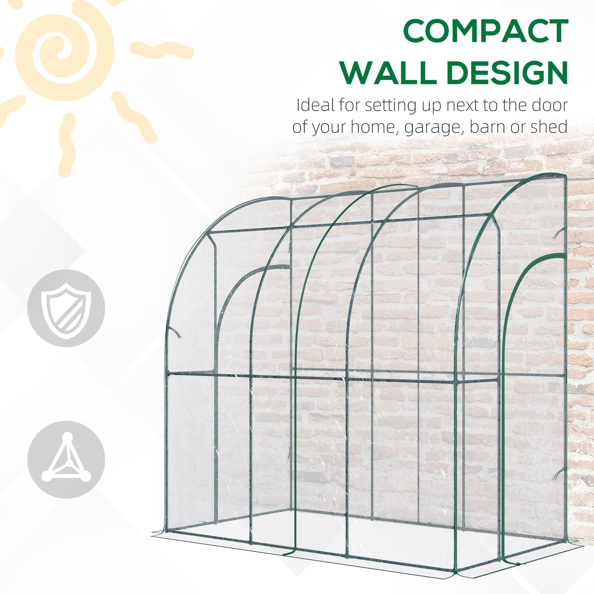 Walk - In Lean - To Tunnel Greenhouse – Wall - Mounted with PVC Cover & Roll - Up Door - plants - express.com