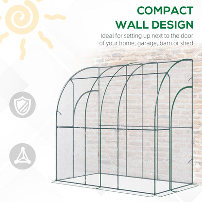 Walk - In Lean - To Tunnel Greenhouse – Wall - Mounted with PVC Cover & Roll - Up Door - plants - express.com