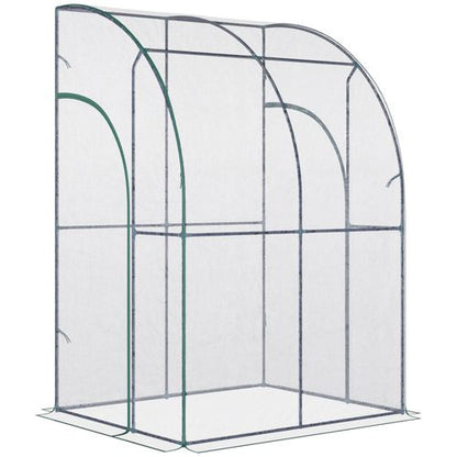 Walk - In Lean - To Tunnel Greenhouse – Wall - Mounted with PVC Cover & Roll - Up Door - plants - express.com