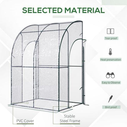 Walk - In Lean - To Tunnel Greenhouse – Wall - Mounted with PVC Cover & Roll - Up Door - plants - express.com