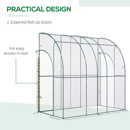 Walk - In Lean - To Tunnel Greenhouse – Wall - Mounted with PVC Cover & Roll - Up Door - plants - express.com