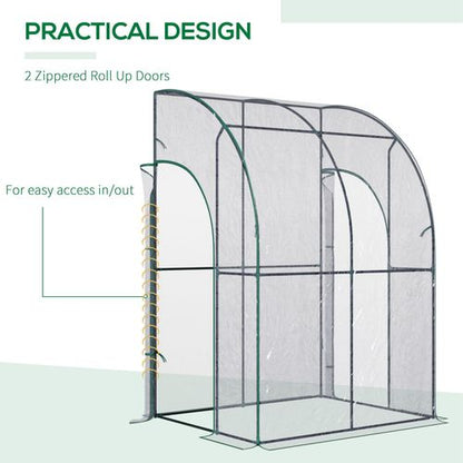 Walk - In Lean - To Tunnel Greenhouse – Wall - Mounted with PVC Cover & Roll - Up Door - plants - express.com