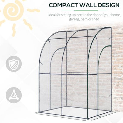 Walk - In Lean - To Tunnel Greenhouse – Wall - Mounted with PVC Cover & Roll - Up Door - plants - express.com