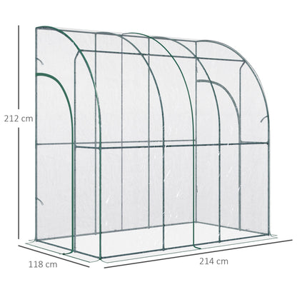 Walk - In Lean - To Tunnel Greenhouse – Wall - Mounted with PVC Cover & Roll - Up Door - plants - express.com