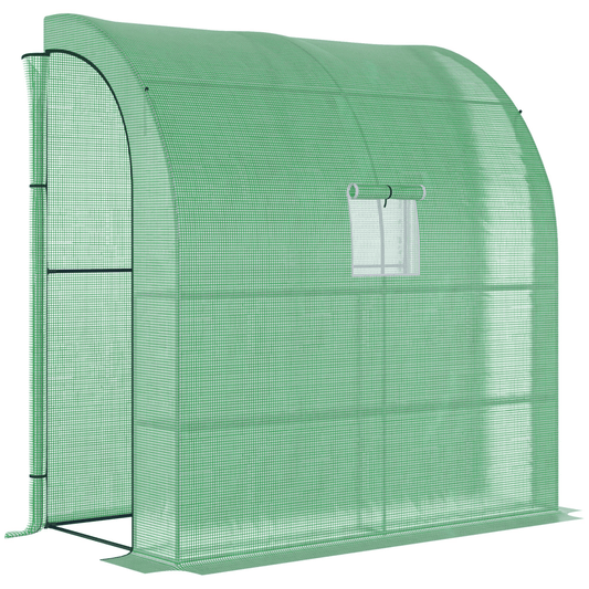 Walk - In Lean to Wall Greenhouse Window&Door 200Lx 100W x 215Hcm Green Outsunny - plants - express.com