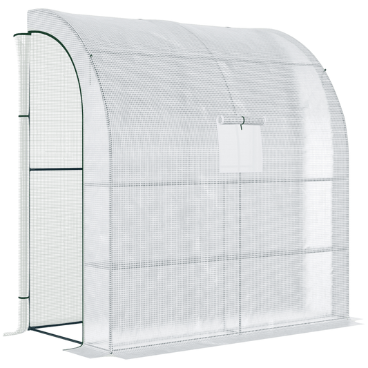 Walk - In Leanto Greenhouse Windows Doors 2 Tiers 4 Shelves 200x100x213cm White - plants - express.com