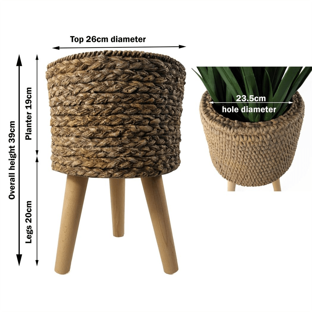 Weatherproof Woven Effect Large Fiberglass Planter - 39cm x 26cm - plants - express.com