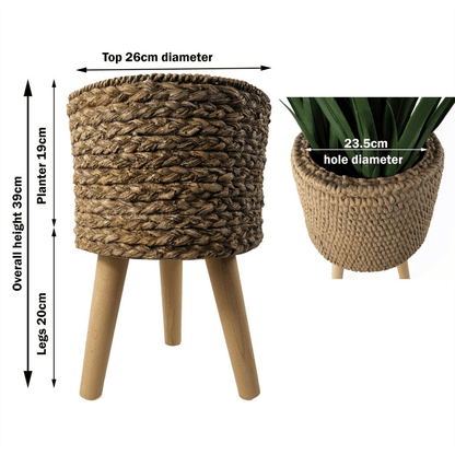 Weatherproof Woven Effect Large Fiberglass Planter - 39cm x 26cm - plants - express.com