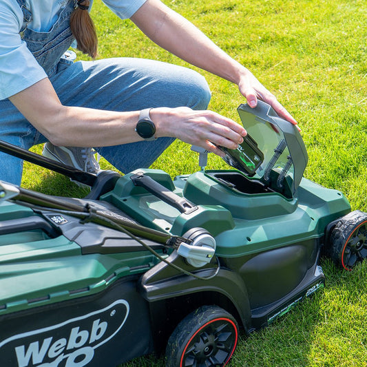 Webb 20V 33cm (14") Cordless Rotary Lawnmower plus 20V 25cm Line Trimmer (4AH Battery & Charger) - plants - express.com