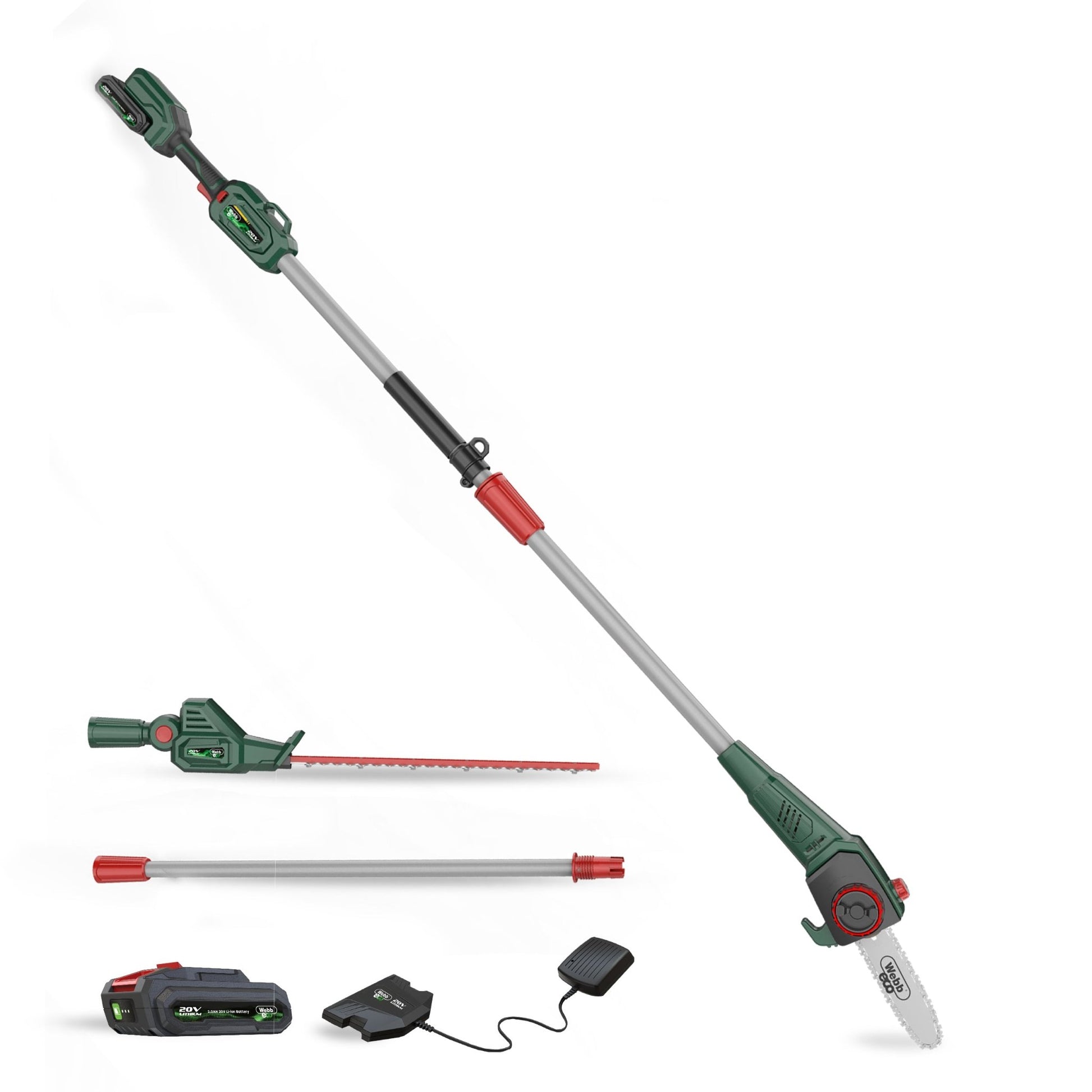 Webb 20V 50cm (20") Cordless Long Reach Hedge Trimmer & Pruner attachment (2AH Battery & Charger) - plants - express.com