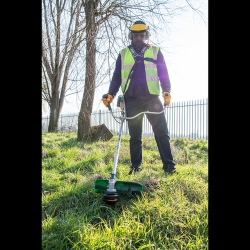 Webb 33cc 25cm (10") Straight Shaft Cow Horn Handled Petrol Brushcutter - plants - express.com