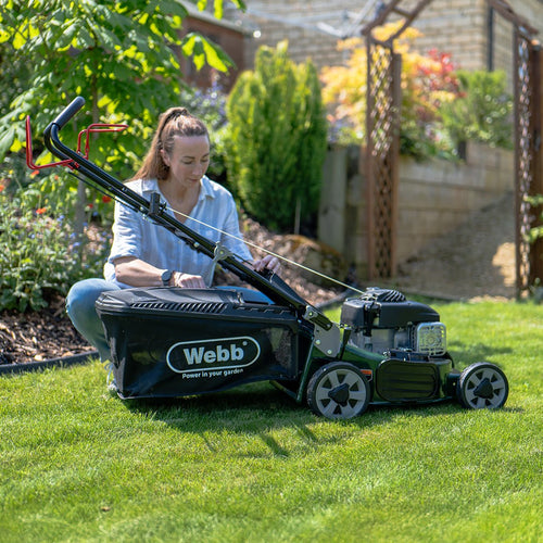 Webb Supreme 46cm (18") Self Propelled High Wheel Petrol Rotary Lawnmower Briggs & Stratton - plants - express.com