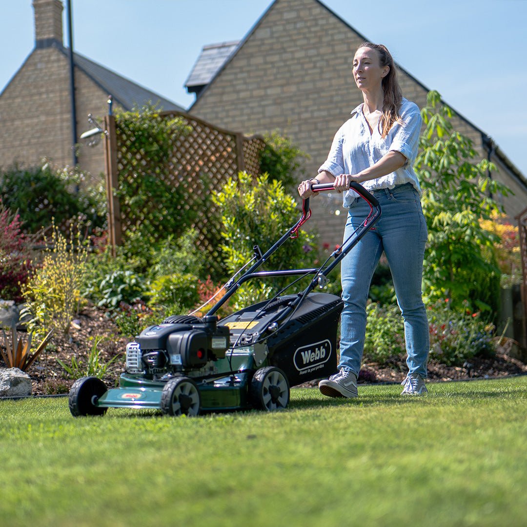 Webb Supreme 46cm (18") Self Propelled High Wheel Petrol Rotary Lawnmower Briggs & Stratton - plants - express.com