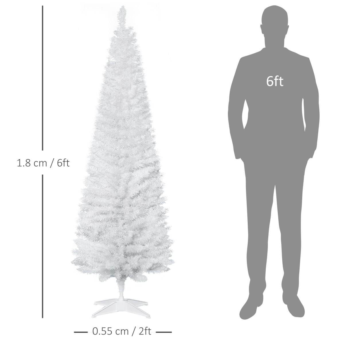 White 6ft Pencil - Slim Christmas Tree, 390 Tips, Easy Setup - plants - express.com
