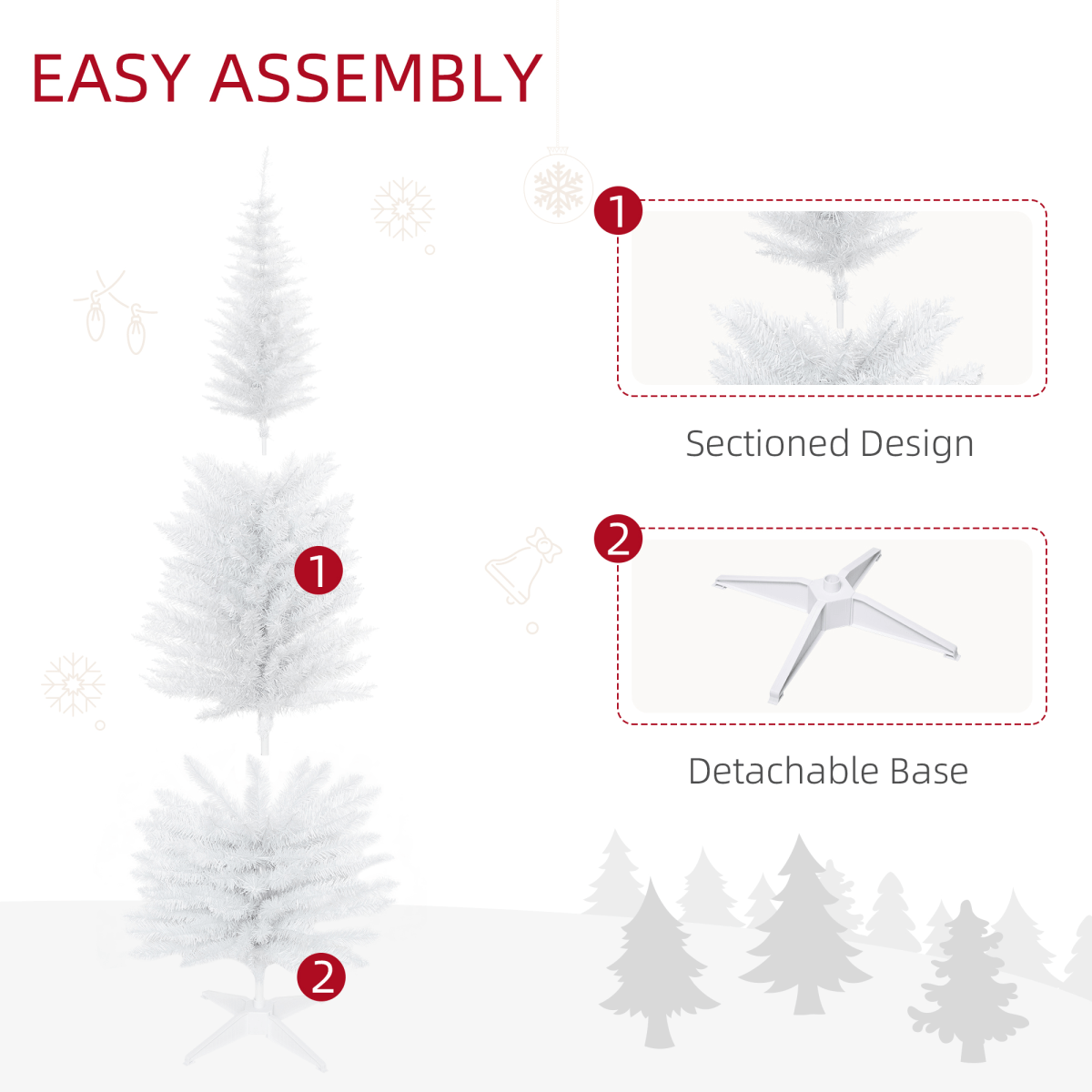 White 6ft Pencil - Slim Christmas Tree, 390 Tips, Easy Setup - plants - express.com