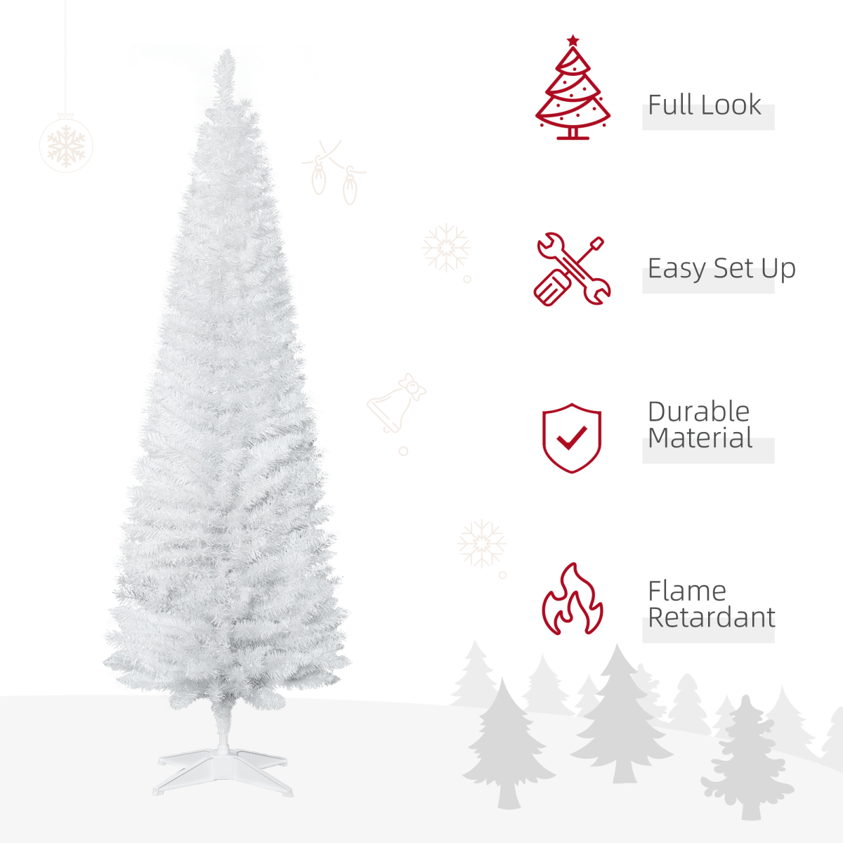 White 6ft Pencil - Slim Christmas Tree, 390 Tips, Easy Setup - plants - express.com