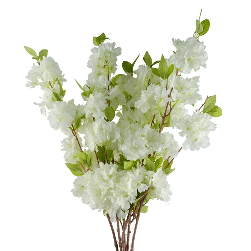 White Silk Blossom Stem Pack of 6 - 100cm Elegant Floral Decor - plants - express.com