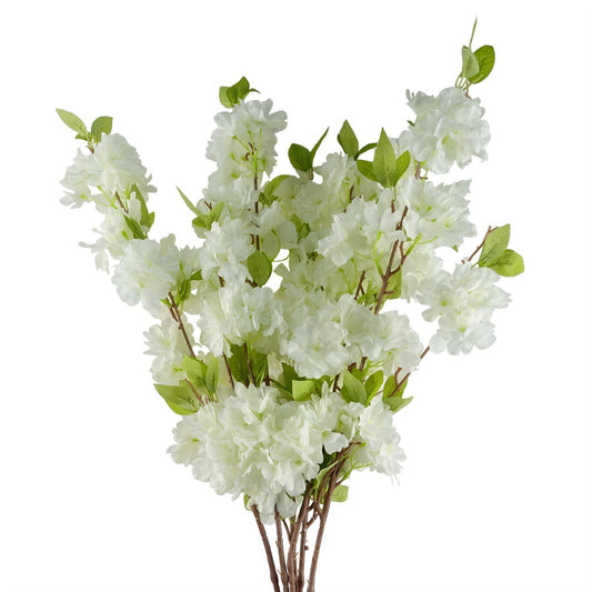 White Silk Blossom Stem Pack of 6 - 100cm Elegant Floral Decor - plants - express.com
