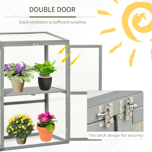 Wooden Cold Frame Greenhouse – 76 x 47 x 110cm (Grey) - plants - express.com