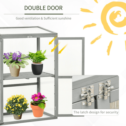 Wooden Cold Frame Greenhouse – 76 x 47 x 110cm (Grey) - plants - express.com