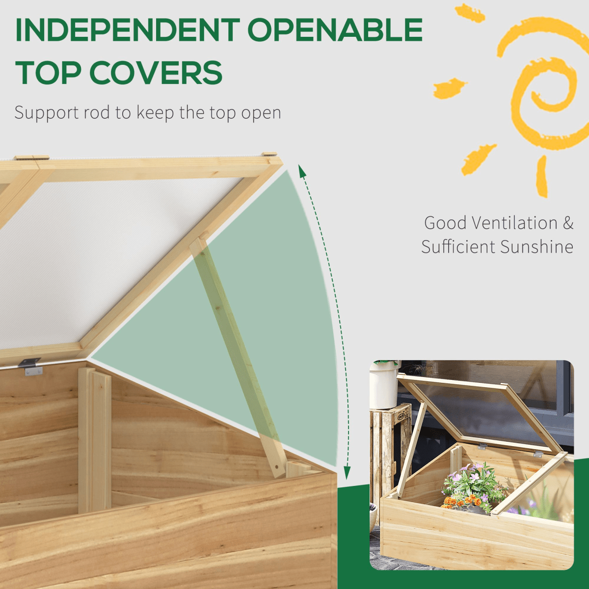 Wooden Cold Frame Greenhouse Grow House, 100 x 50 x 36 cm, Natural - plants - express.com