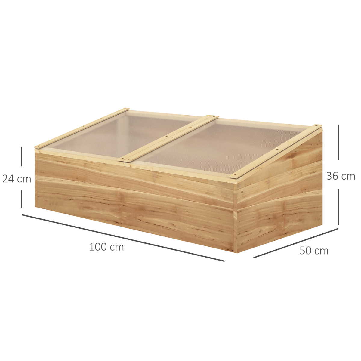 Wooden Cold Frame Greenhouse Grow House, 100 x 50 x 36 cm, Natural - plants - express.com