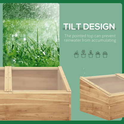 Wooden Cold Frame Greenhouse Grow House, 100 x 50 x 36 cm, Natural - plants - express.com