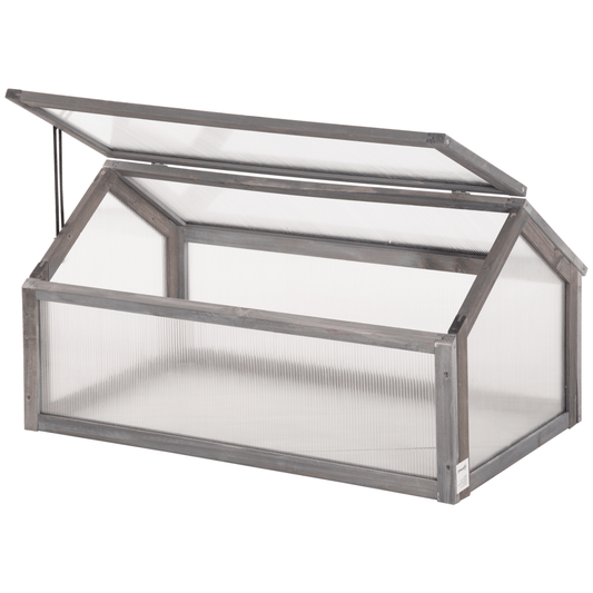 Wooden Cold Frame Greenhouse PC 90 x 52 x 50cm, Grey House, - plants - express.com