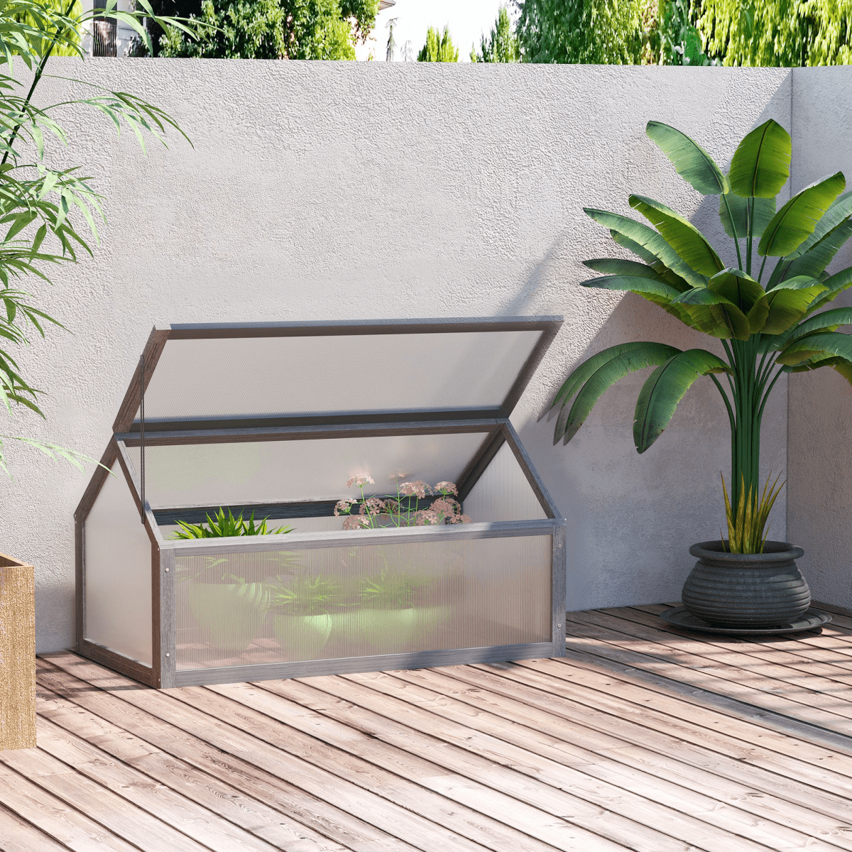 Wooden Cold Frame Greenhouse: Portable Raised Garden Planter - plants - express.com