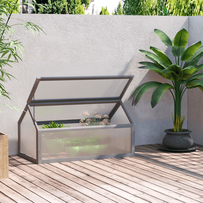 Wooden Cold Frame Greenhouse: Portable Raised Garden Planter - plants - express.com