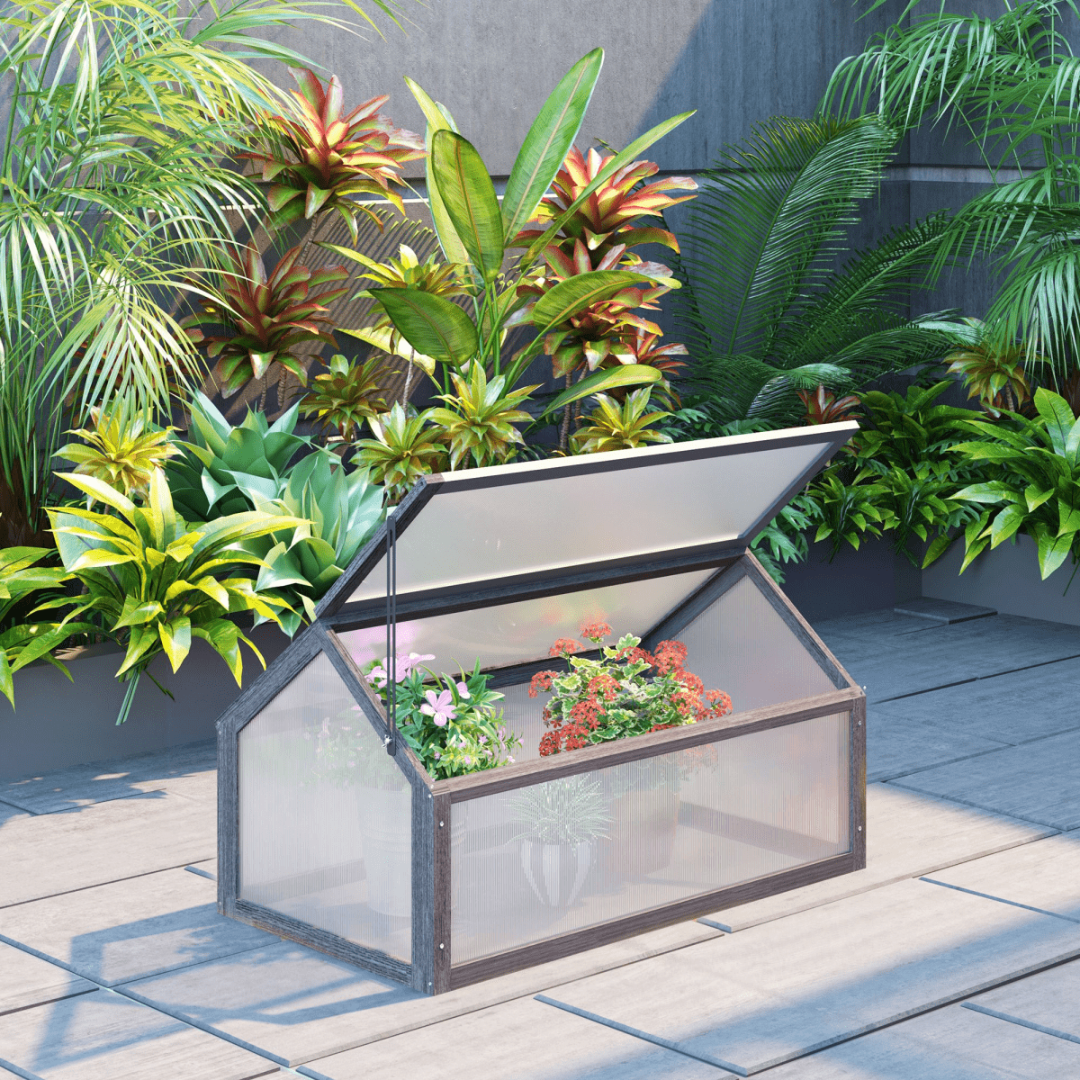 Wooden Cold Frame Greenhouse: Portable Raised Garden Planter - plants - express.com