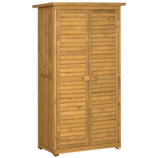 Wooden Garden Storage Shed Unit, 3 - Tier Shelves Tool Cabinet Organizer - plants - express.com
