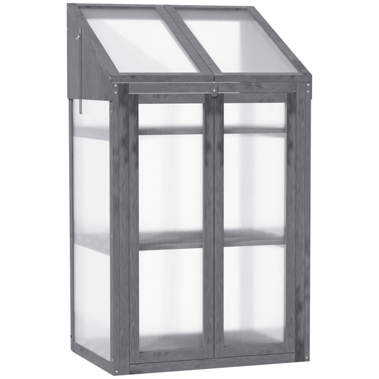 Wooden Greenhouse Cold Frame Grow House w/ Double Door for Flower Grey - plants - express.com