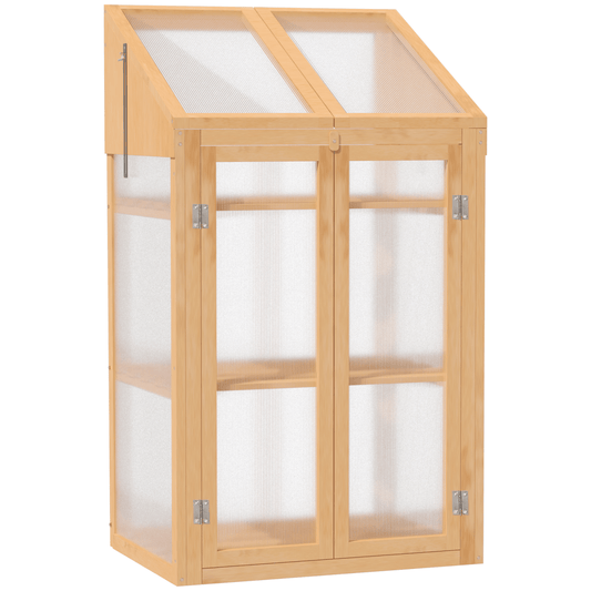 Wooden Greenhouse, Cold Frame PC Semi Transparent 70x50x120cm, Brown - plants - express.com