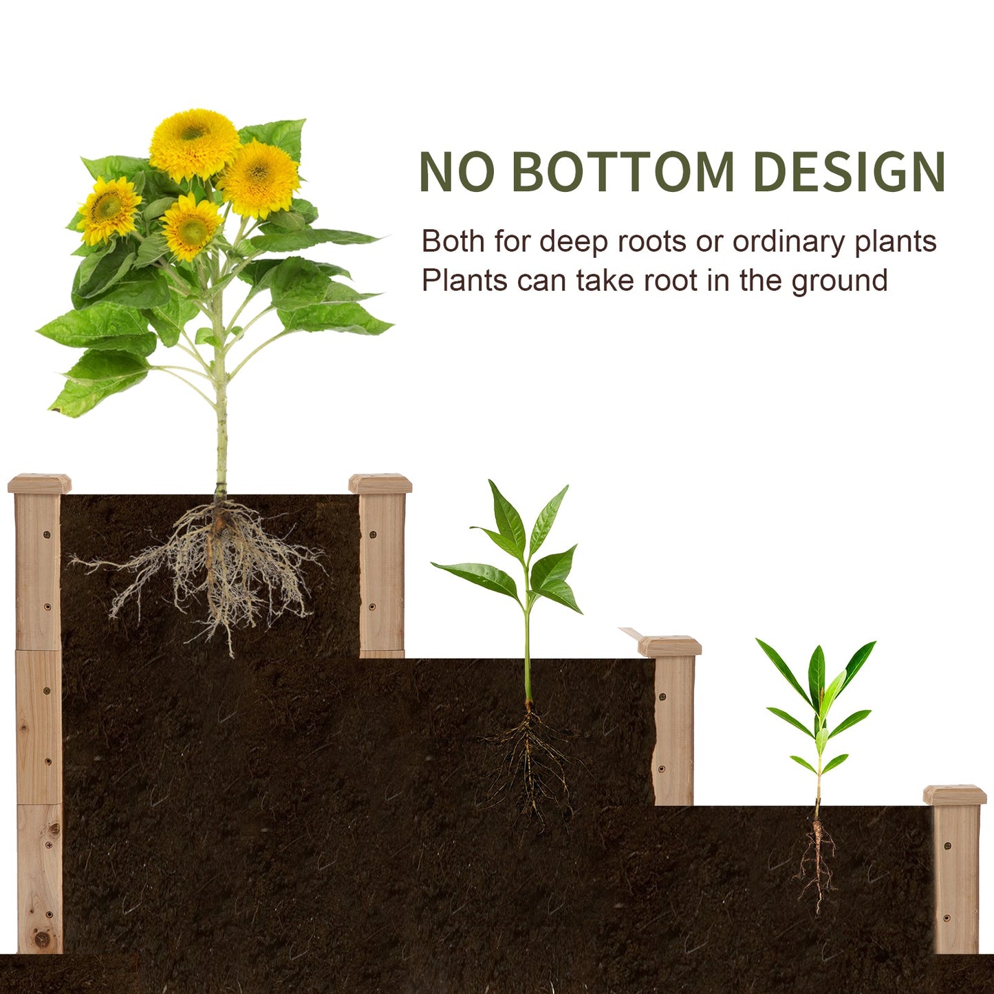 Wooden Raised Bed 3 - Tier Planter Kit Elevated Plant Box 124x124x56cm - plants - express.com