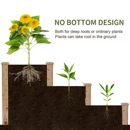 Wooden Raised Bed 3 - Tier Planter Kit Elevated Plant Box 124x124x56cm - plants - express.com