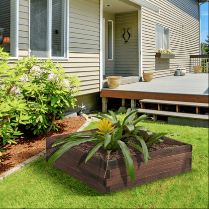 Wooden Raised Garden Bed Planter 80x80x22.5 cm - Durable Outdoor Grow Bed - plants - express.com