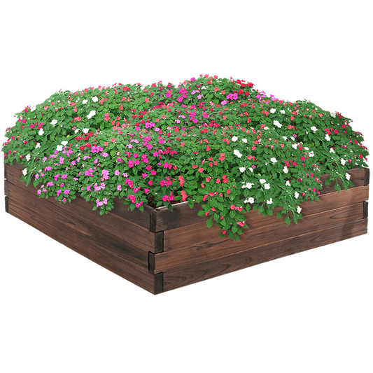 Wooden Raised Garden Bed Planter 80x80x22.5 cm - Durable Outdoor Grow Bed - plants - express.com